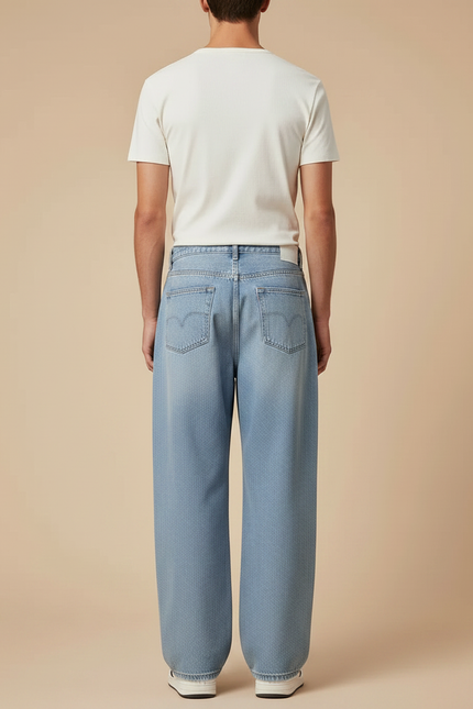 Pantalon Japonais Bleu Clair Ample Droit Denim Homme - Jean - vue 2