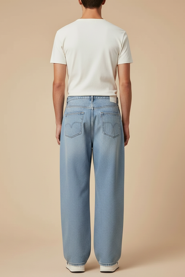 Pantalon Japonais Bleu Clair Ample Droit Denim Homme - Jean - vue 2