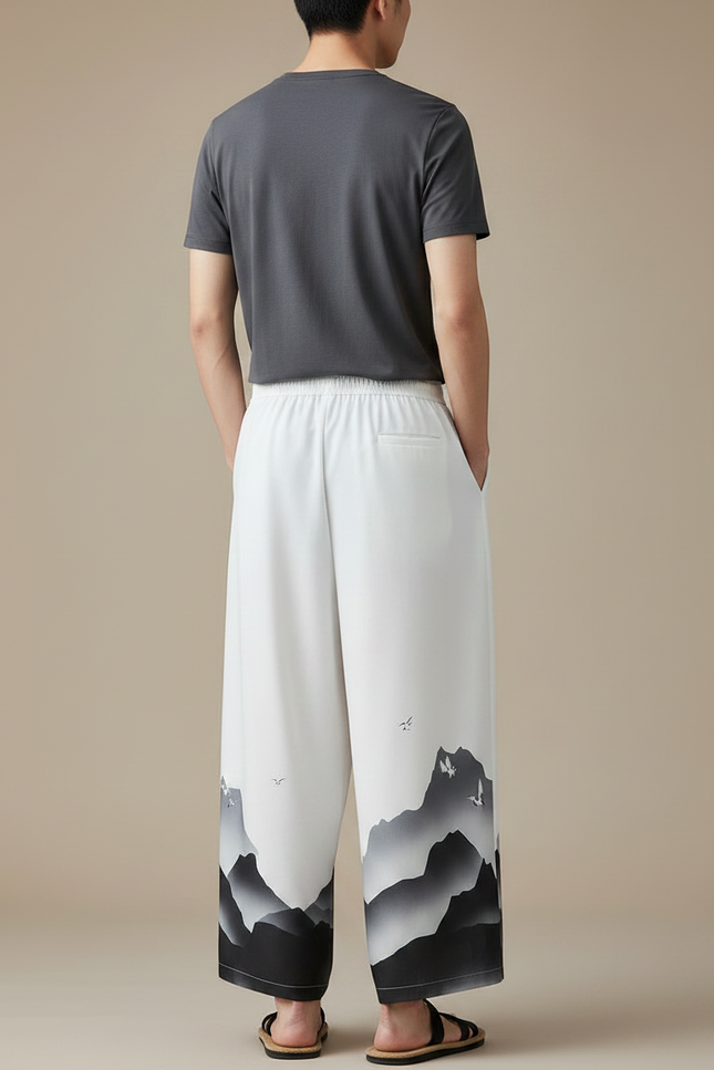 Pantalon Japonais Blanc Ample Montagne Décontracté Homme - Polyester - vue 2