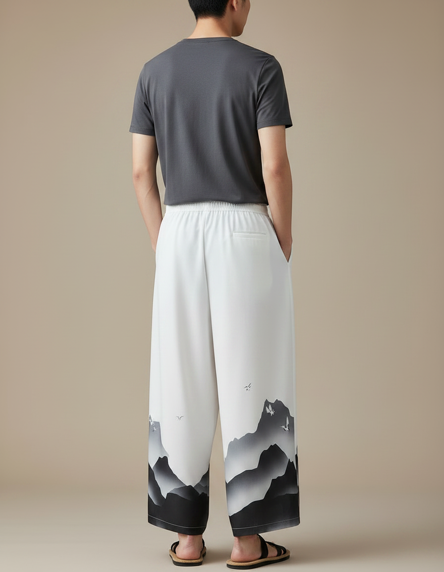 Pantalon Japonais Blanc Ample Montagne Décontracté Homme - Polyester - vue 2