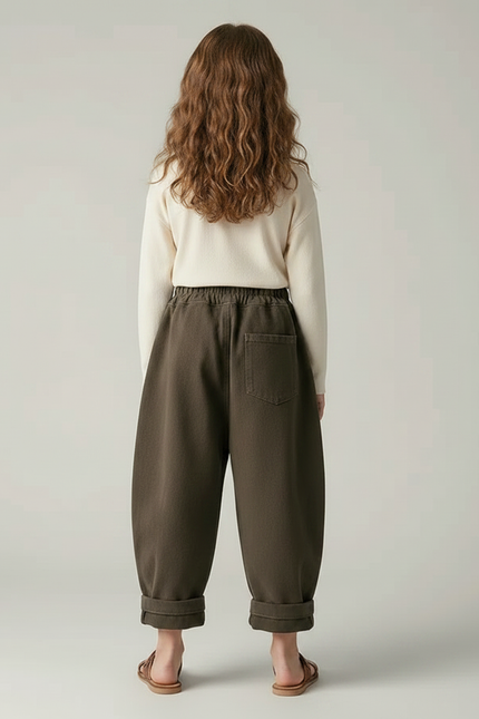 Pantalon Japonais Kaki Ample Coton Décontracté Enfant - Molleton - vue 2