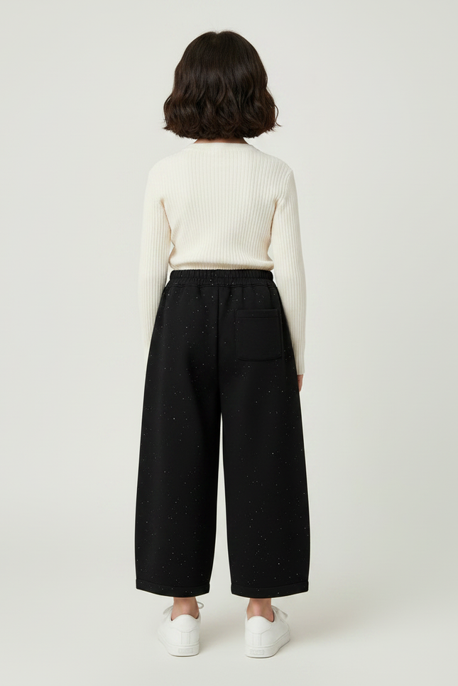 Pantalon Japonais Noir Large Pailleté Hiver Enfant - Molleton - vue 2