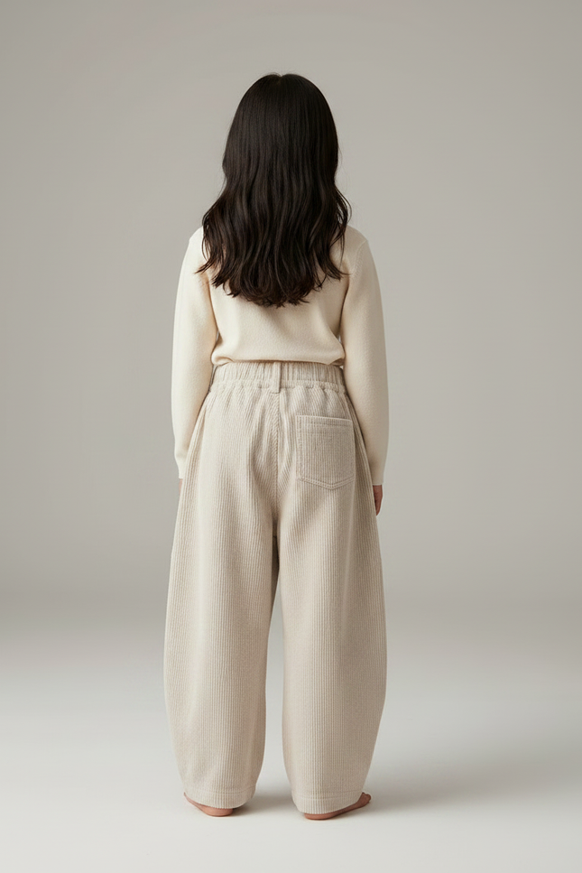 Pantalon Japonais Fille Beige Ample - Cordé - vue 2