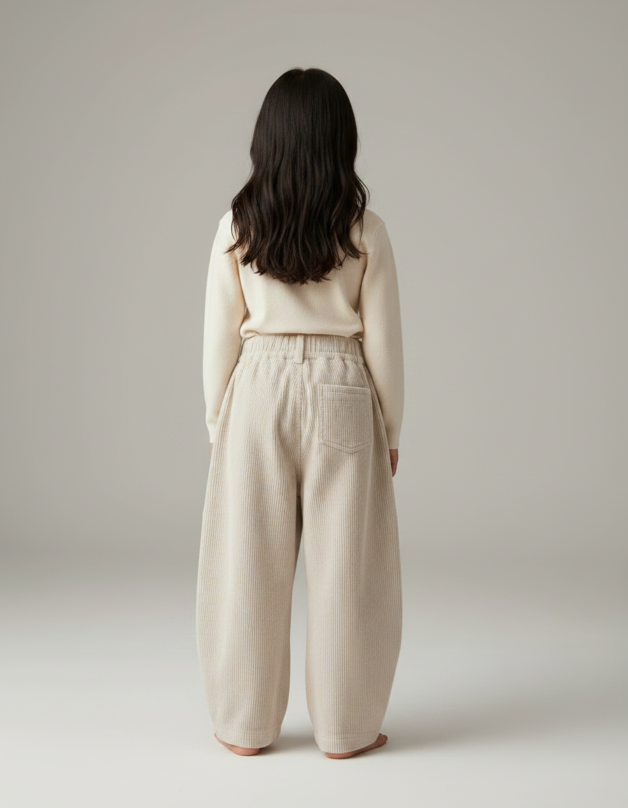 Pantalon Japonais Fille Beige Ample - Cordé - vue 2