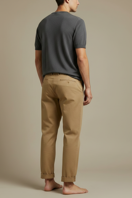 Pantalon Japonais Chino Camel Décontracté Coton Homme - vue 2