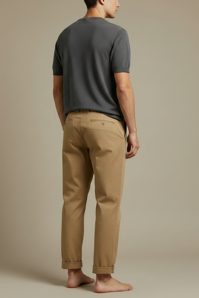 Pantalon Japonais Chino Camel Décontracté Coton Homme - vue 2