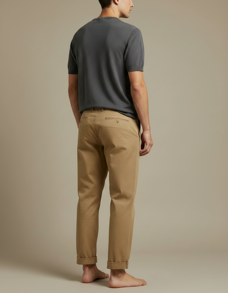 Pantalon Japonais Chino Camel Décontracté Coton Homme - vue 2