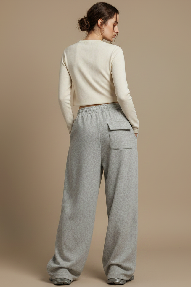 Pantalon Japonais Gris Ample Cargo Molleton Décontracté - vue 2