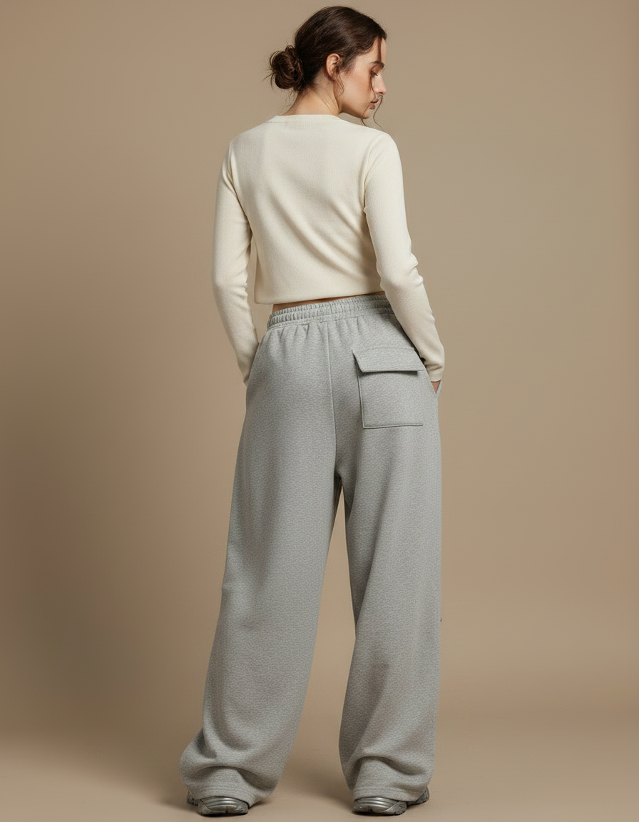 Pantalon Japonais Gris Ample Cargo Molleton Décontracté - vue 2