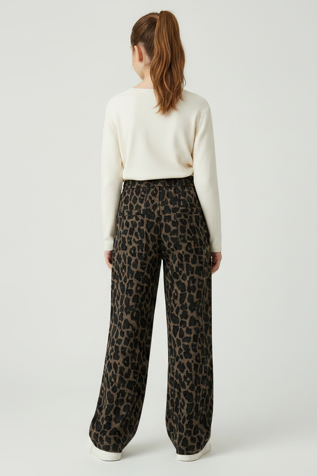 Pantalon Japonais Léopard Ample Marron Fille - Molleton - vue 2
