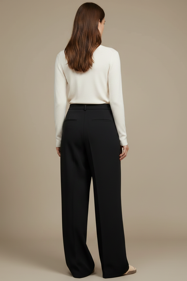 Pantalon Japonais Noir Ample Fluide Élégant Femme - Polyester - vue 2