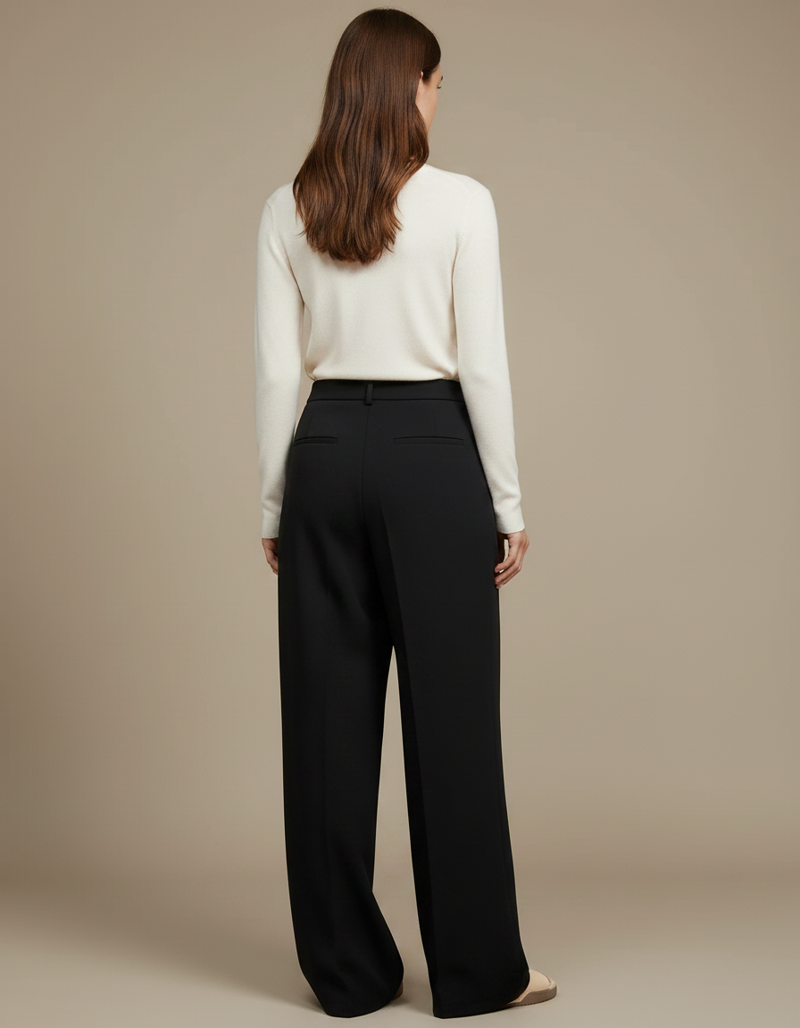 Pantalon Japonais Noir Ample Fluide Élégant Femme - Polyester - vue 2
