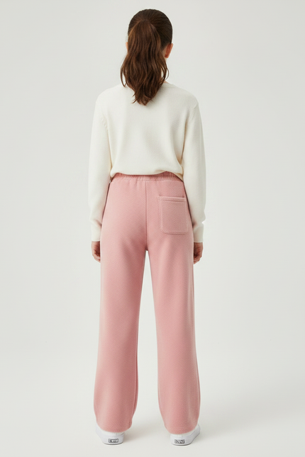 Pantalon Japonais Rose Polaire Ample Droit Confortable - Molleton - vue 2