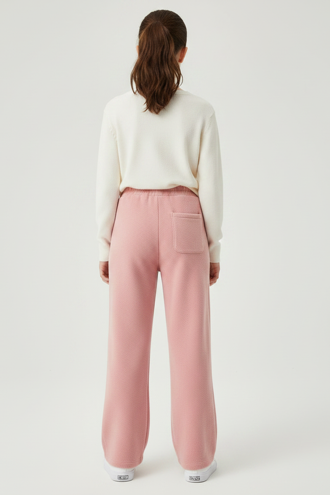 Pantalon Japonais Rose Polaire Ample Droit Confortable - Molleton - vue 2