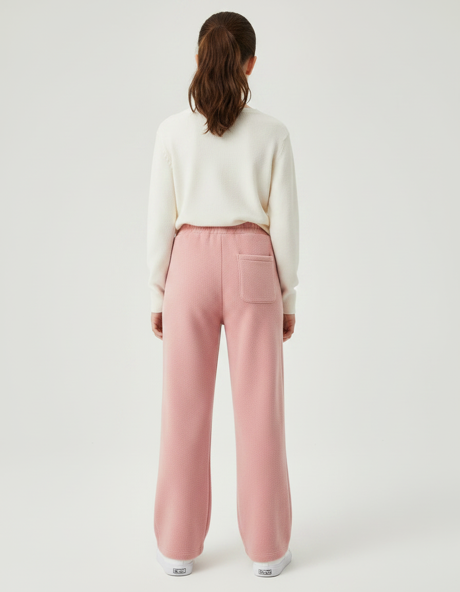 Pantalon Japonais Rose Polaire Ample Droit Confortable - Molleton - vue 2