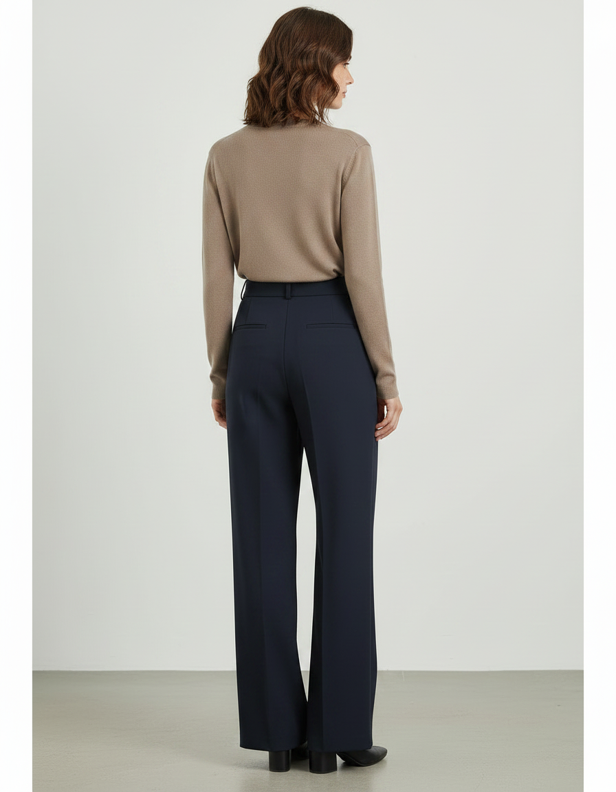 Pantalon Japonais Marine Ample Fluide Élégant Femme - Viscose - vue 2