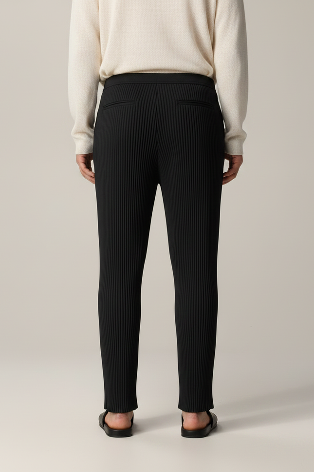 Pantalon Japonais Noir Plissé Ample Décontracté Homme - Polyester - vue 2
