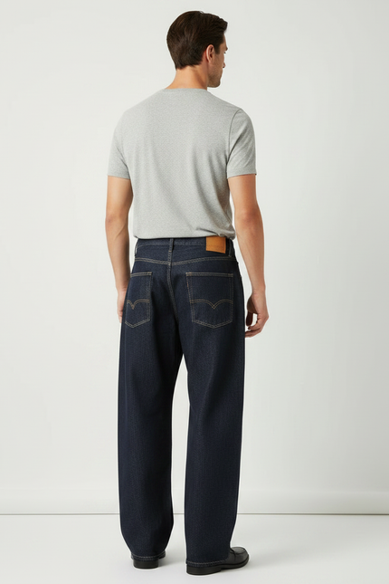 Pantalon Japonais Denim Ample Foncé Homme - Marine Jean - vue 2