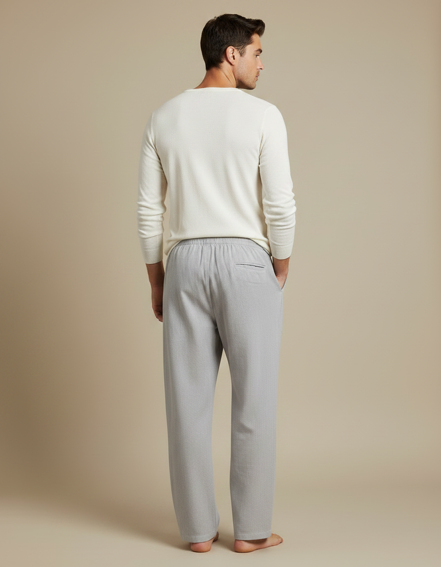 Pantalon Japonais Gris Ample Coton Lin Décontracté - vue 2