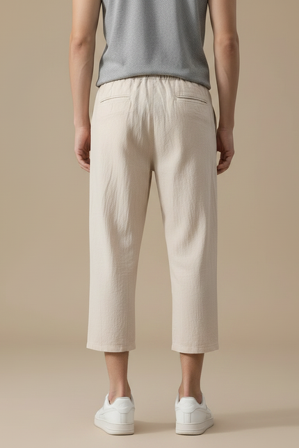 Pantalon Japonais Beige Coton Ample Décontracté Cordon - vue 2