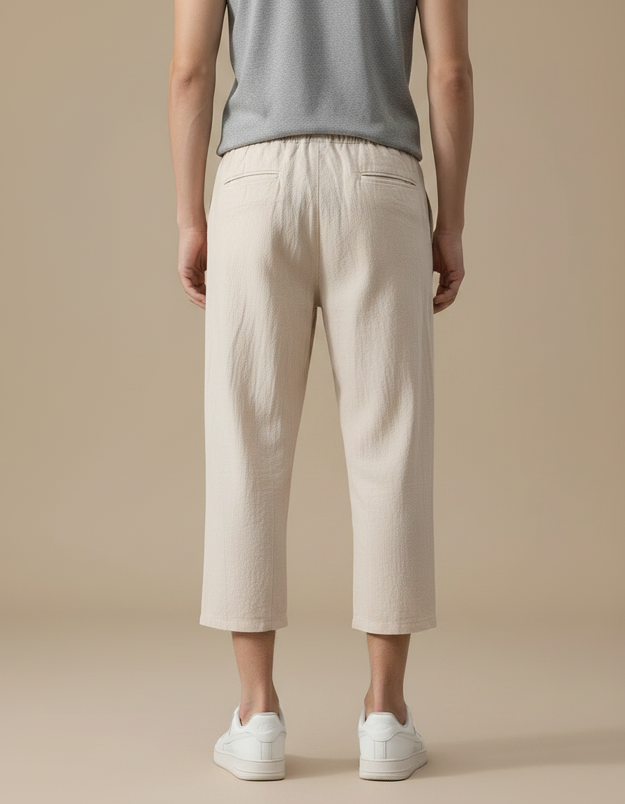 Pantalon Japonais Beige Coton Ample Décontracté Cordon - vue 2