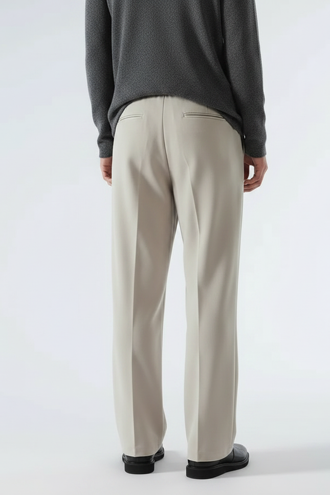 Pantalon Japonais Beige Ample Droit Cordon Fluide - Polyester - vue 2