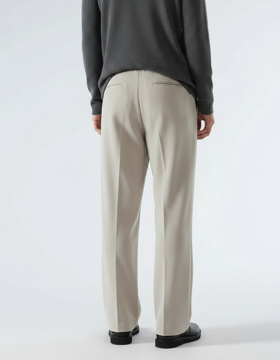 Pantalon Japonais Beige Ample Droit Cordon Fluide - Polyester - vue 2
