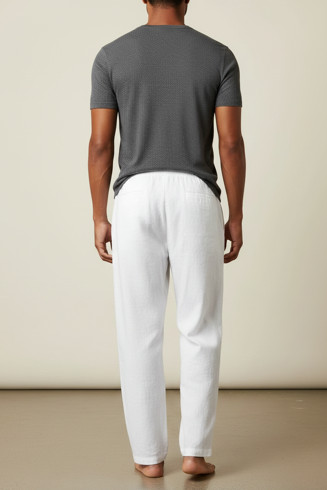Pantalon Japonais Blanc Lin Ample Décontracté Léger - vue 2