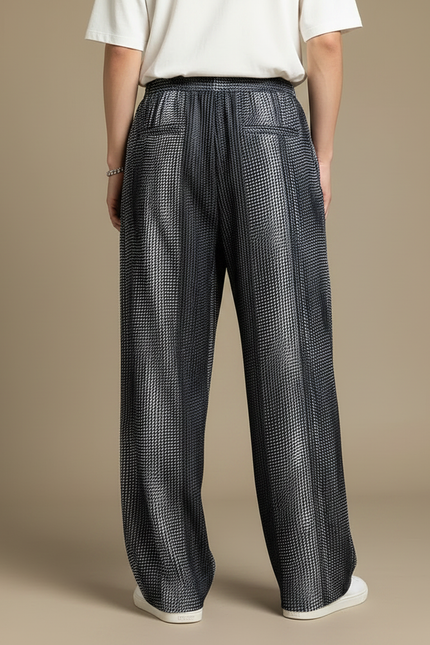 Pantalon Japonais Ample Dégradé Plissé Fluide Motif - Gris Polyester - vue 2