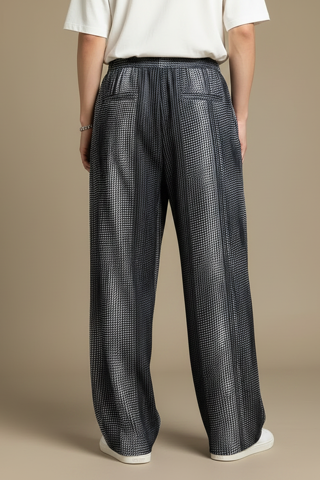 Pantalon Japonais Ample Dégradé Plissé Fluide Motif - Gris Polyester - vue 2