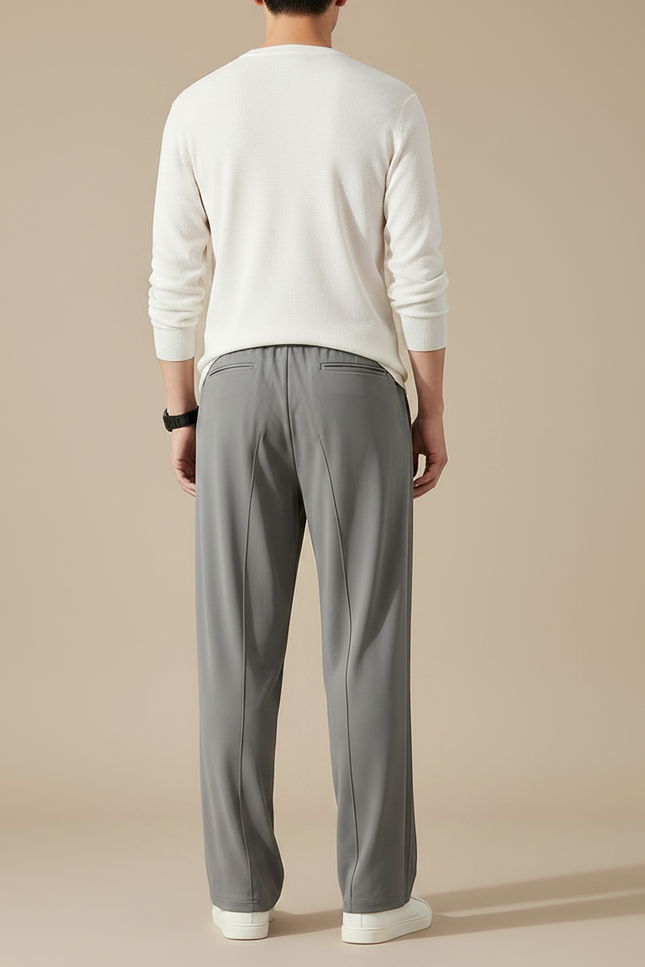 Pantalon Japonais Gris Droit Fluide Plissé Minimaliste - Polyester - vue 2