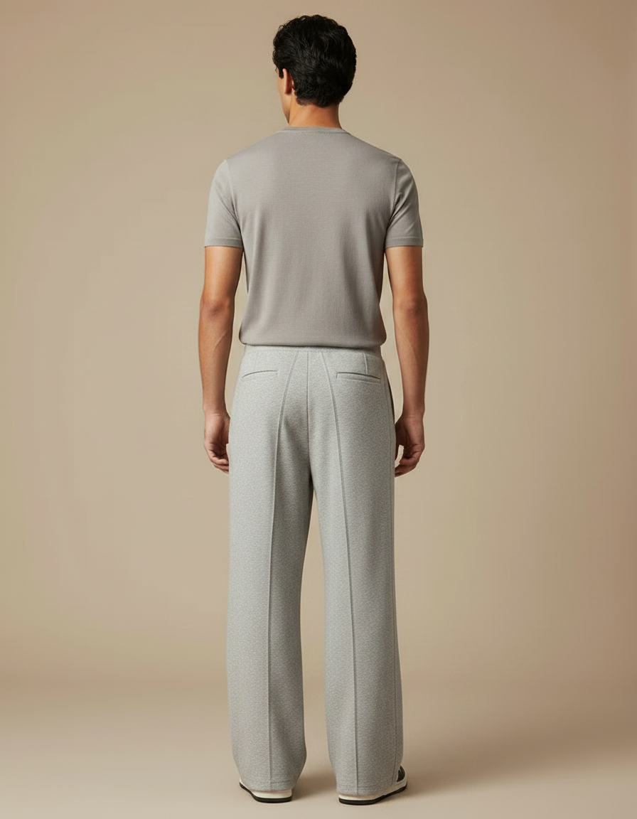 Pantalon Japonais Gris Ample Coton Confortable Décontracté - Molleton - vue 2
