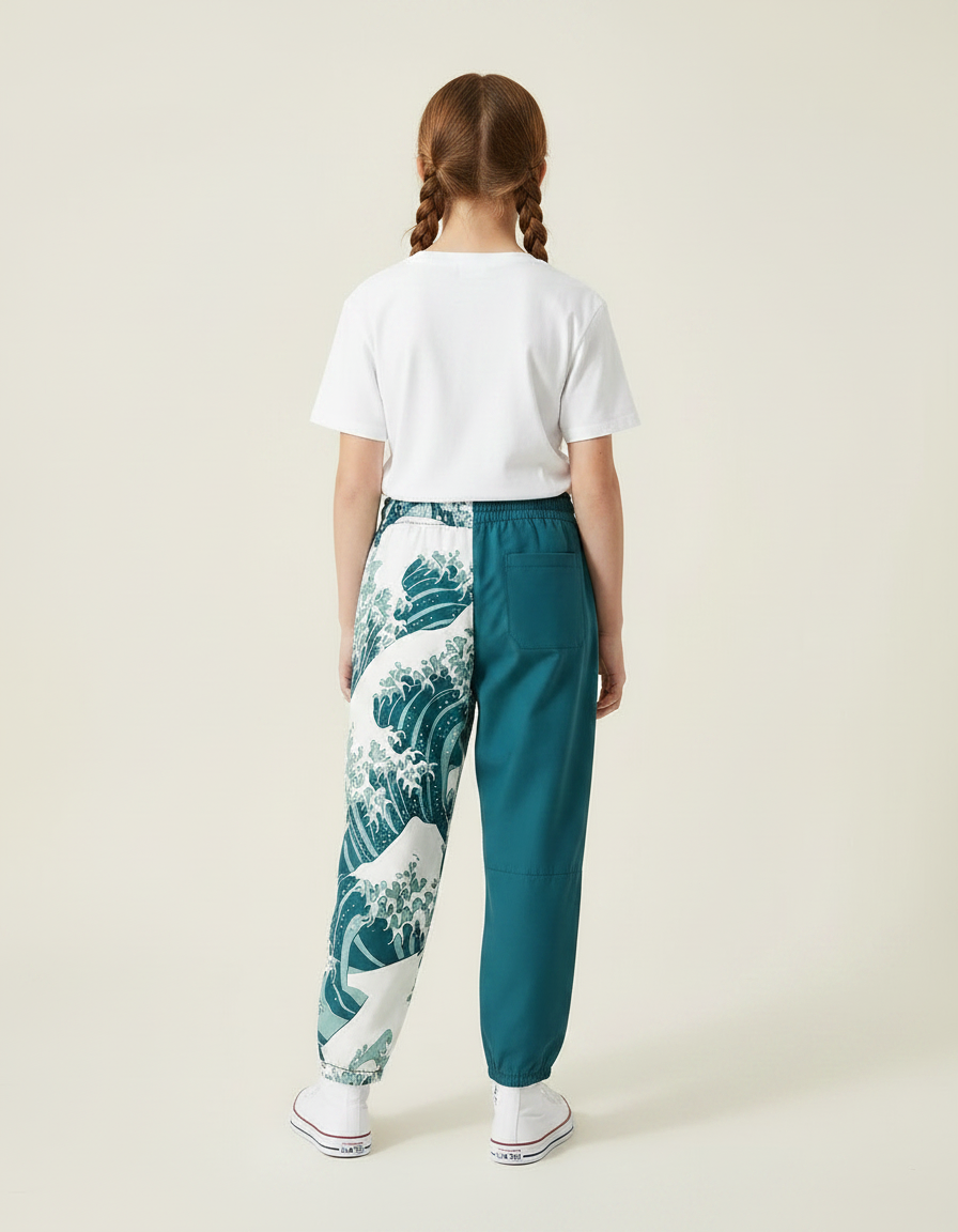 Pantalon Japonais Vagues Bicolore Ample Enfant - Multicolore Polyester - vue 2