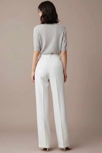 Pantalon Japonais Blanc Fluide Ample Élégant Femme - Viscose - vue 2
