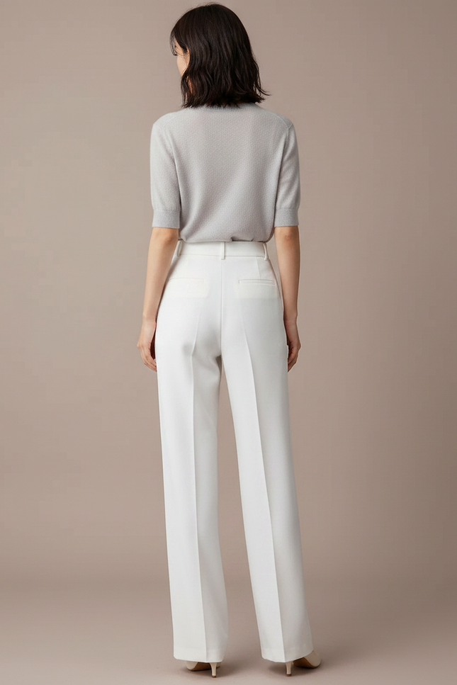 Pantalon Japonais Blanc Fluide Ample Élégant Femme - Viscose - vue 2