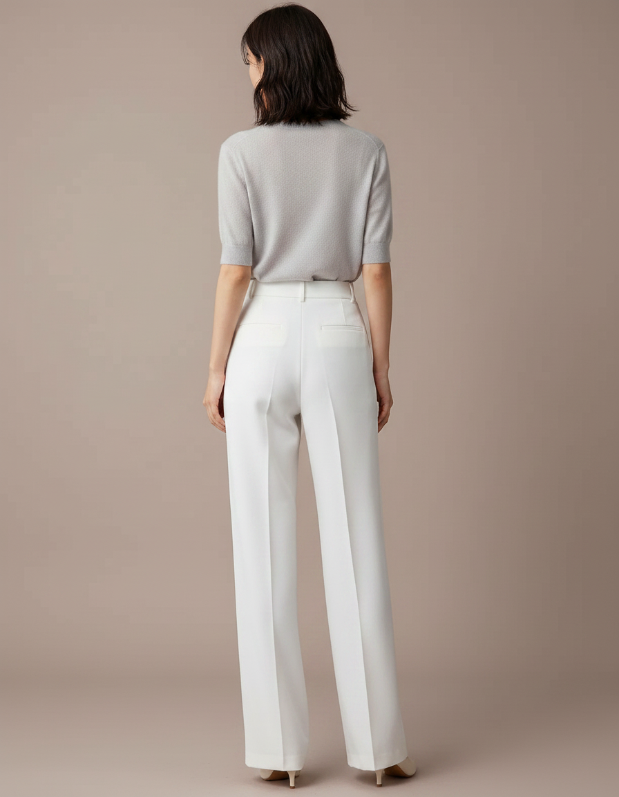 Pantalon Japonais Blanc Fluide Ample Élégant Femme - Viscose - vue 2