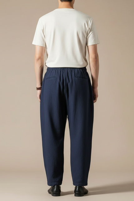 Pantalon Ample Japonais - Marine Lin - vue 2