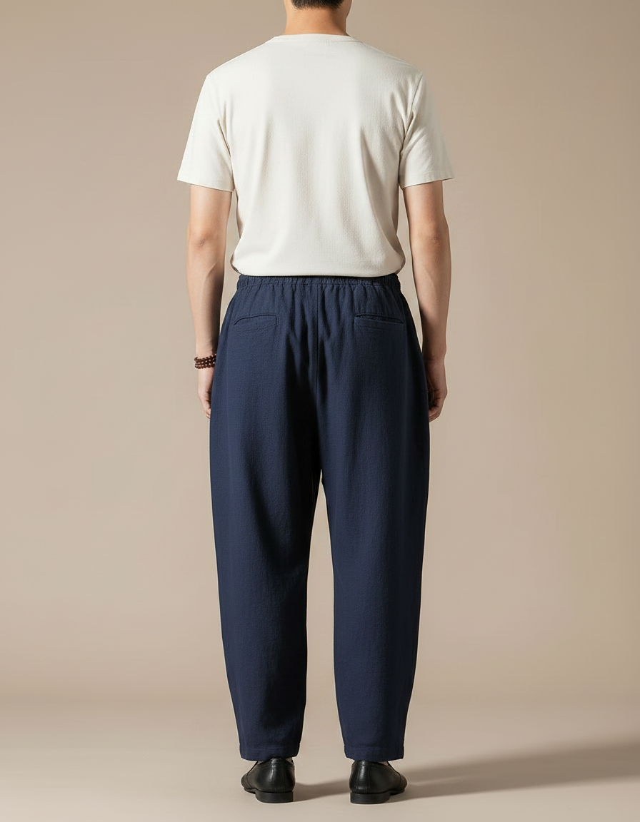 Pantalon Ample Japonais - Marine Lin - vue 2