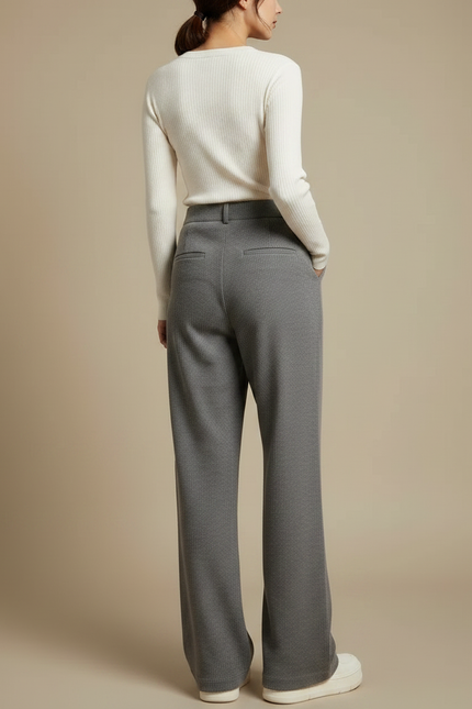 Pantalon Japonais Gris Ample Broderie Chat Décontracté - Maille - vue 2