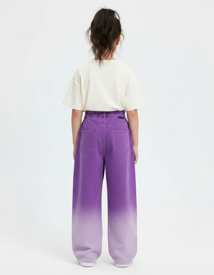 Pantalon Japonais Violet Dégradé Ample Coton Enfant - Jean - vue 2