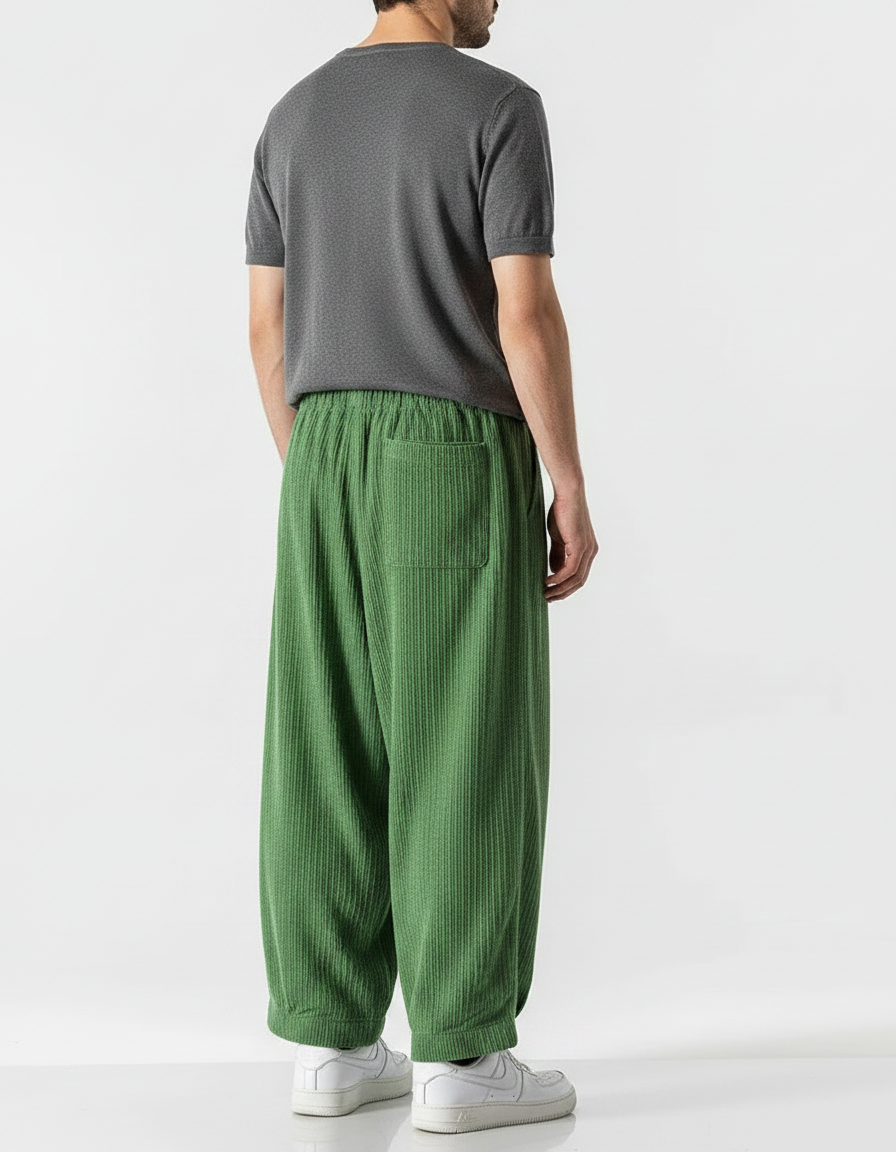Pantalon Velours Japonais - Vert Cordé - vue 2