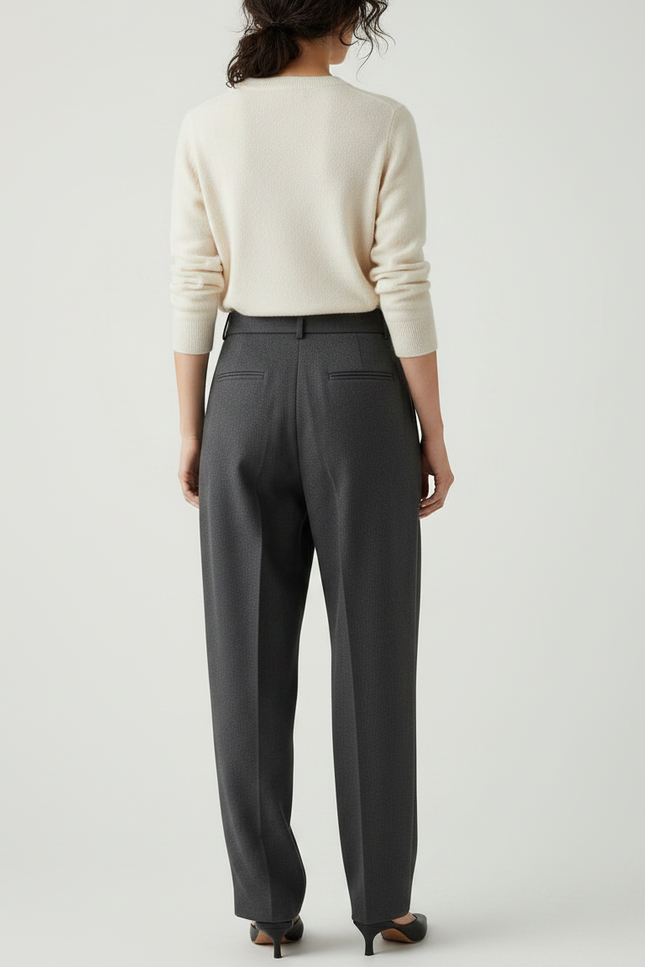 Pantalon Japonais Gris Plissé Ample Chic Femme - Gabardine - vue 2