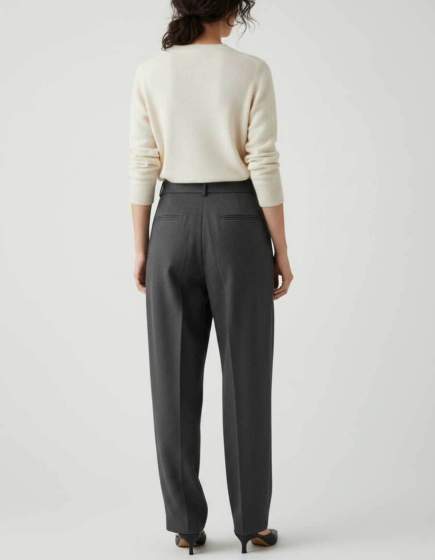 Pantalon Japonais Gris Plissé Ample Chic Femme - Gabardine - vue 2