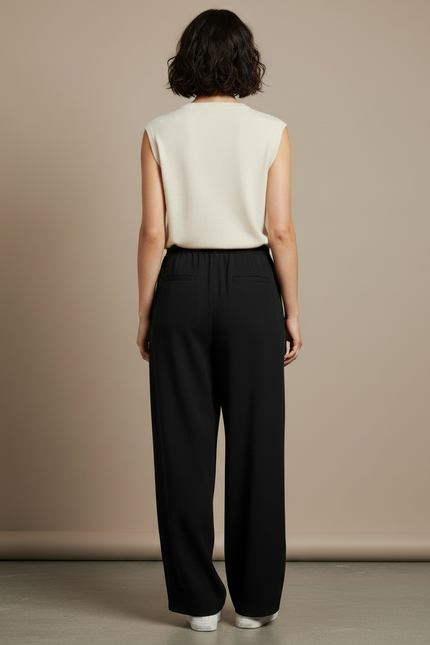 Pantalon Japonais Noir Fluide Ample Femme - Polyester - vue 2
