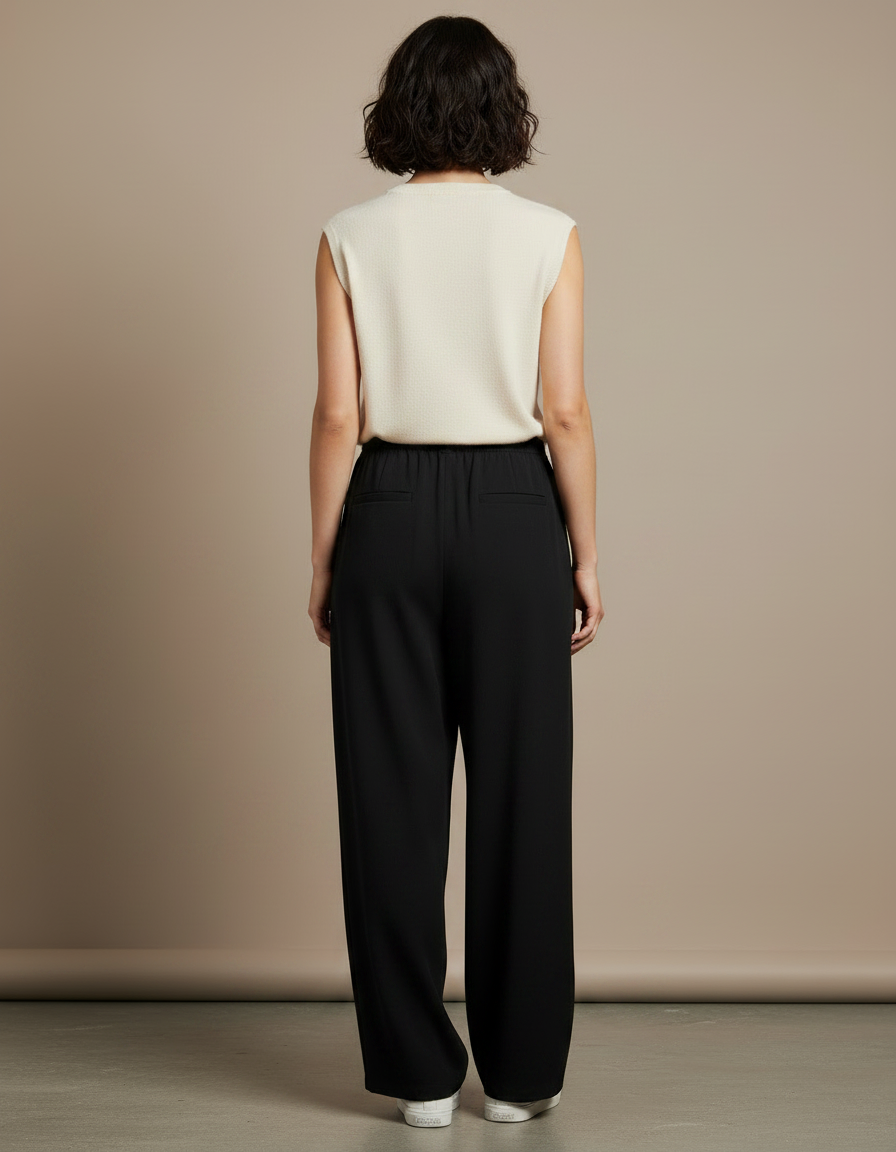 Pantalon Japonais Noir Fluide Ample Femme - Polyester - vue 2