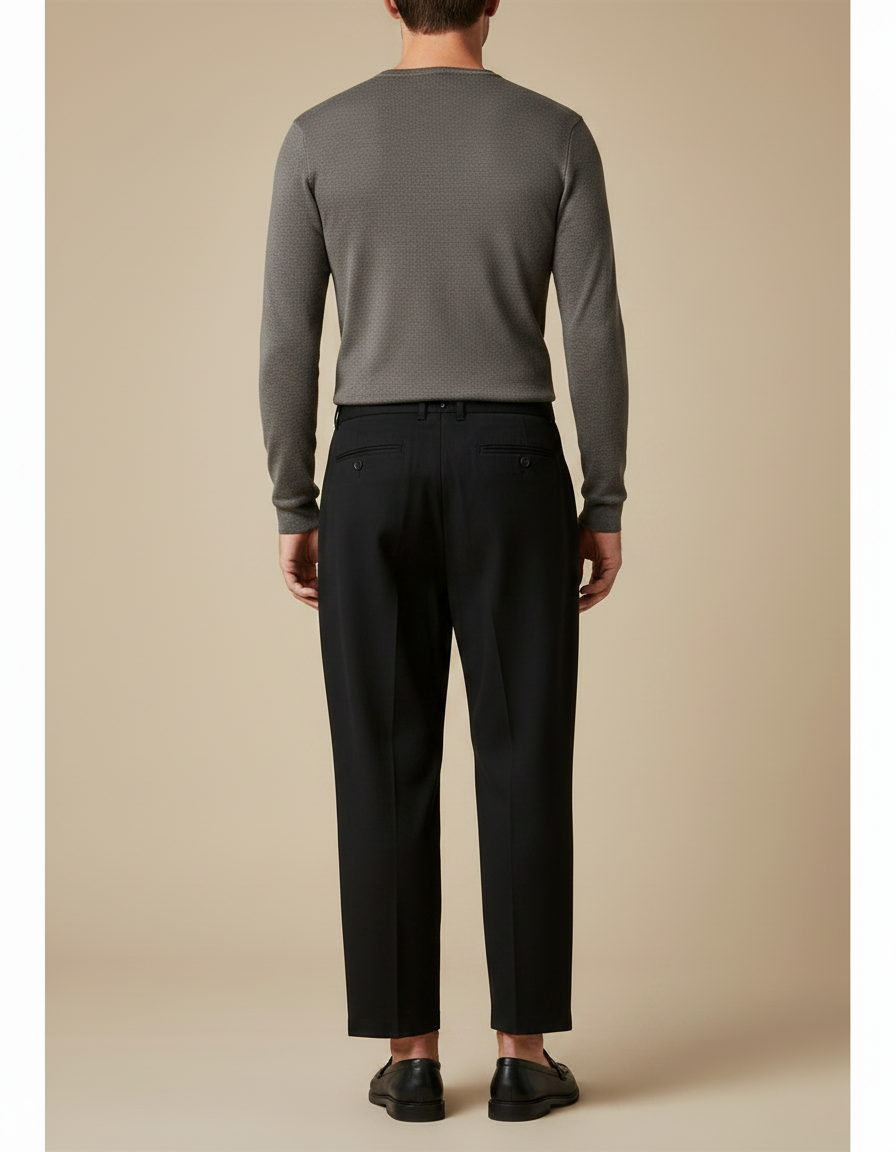 Pantalon Japonais Homme Noir Ample - Gabardine - vue 2