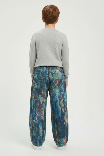 Pantalon Japonais Peintures Abstraites Ample Garçon Denim - Multicolore Jean - vue 2