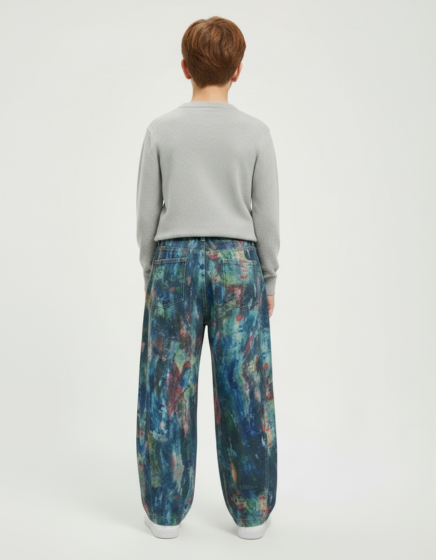 Pantalon Japonais Peintures Abstraites Ample Garçon Denim - Multicolore Jean - vue 2