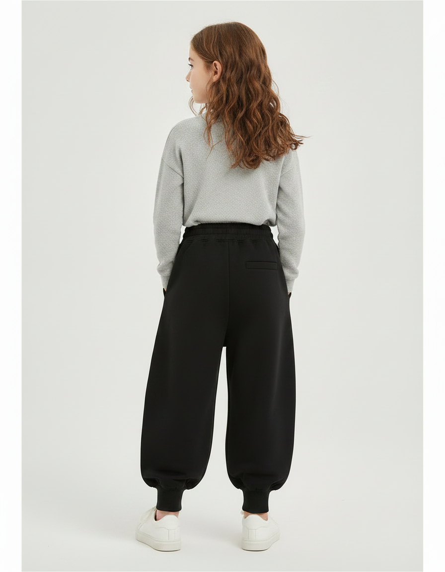 Pantalon Japonais Noir Molleton Ample Hiver Enfant - vue 2