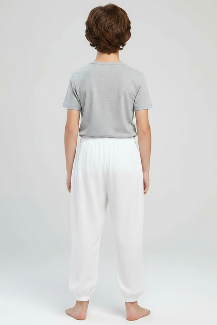Pantalon Japonais Blanc Ample Coton Enfant Confortable - vue 2